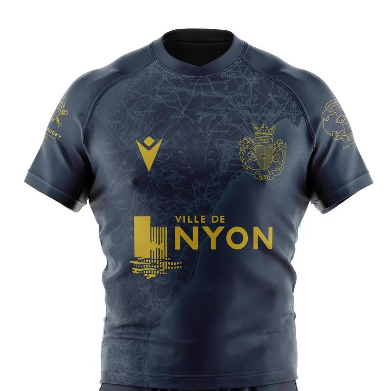 Maillot bleu nuit de la deuxième équipe, 50 ans, sponsor Ville de Nyon en or